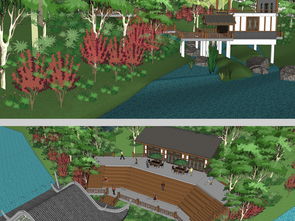 精品原創中式戲臺景觀公園su模型設計素材 植物景觀模型大全 18653583